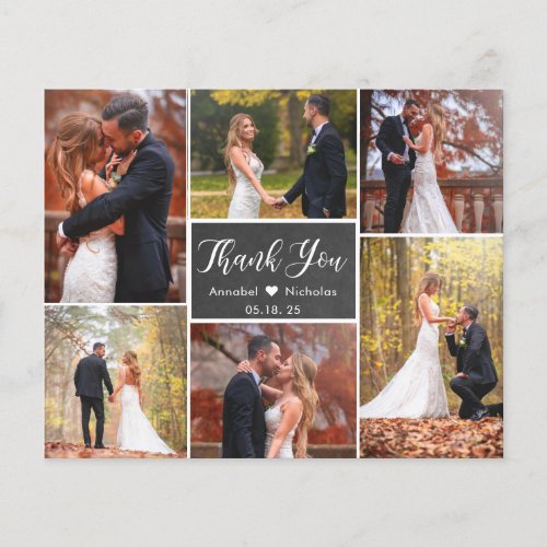 Budget Chalkboard Photo Collage Wedding Thank You  Flyer
