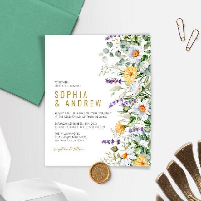 Budget Chamomile & Eucalyptus Wedding Invitation (Creator Uploaded)