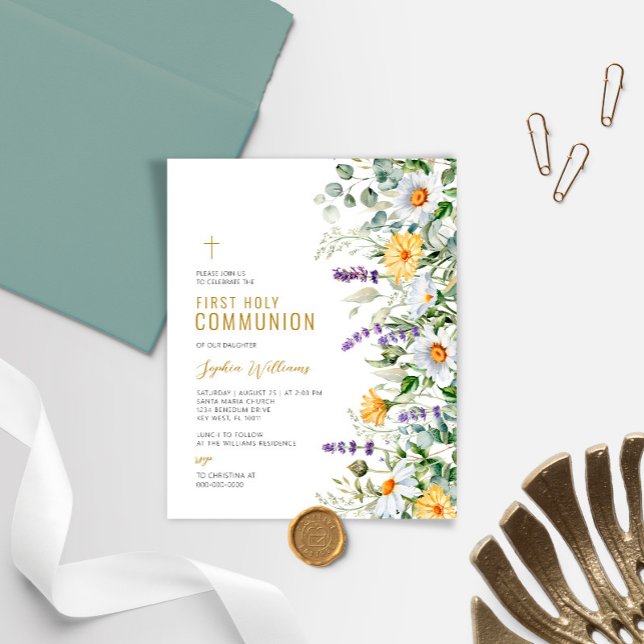 Budget Chamomile First Holy Communion Invitation (Creator Uploaded)