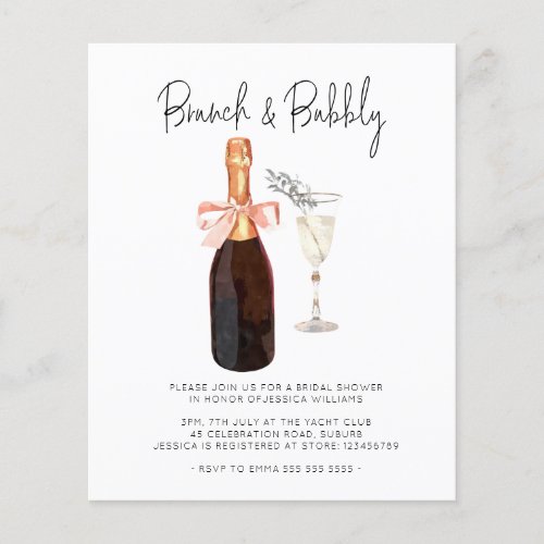 Budget Champagne Brunch  Bubbly Bridal Shower Flyer