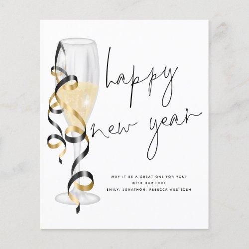 Budget Champagne Flute Happy New Year Card