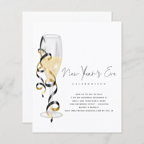 Budget Champagne Script New Years Eve Invite