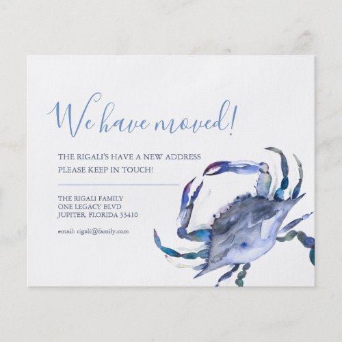 Budget Change of Address Watercolor Crab Flyer