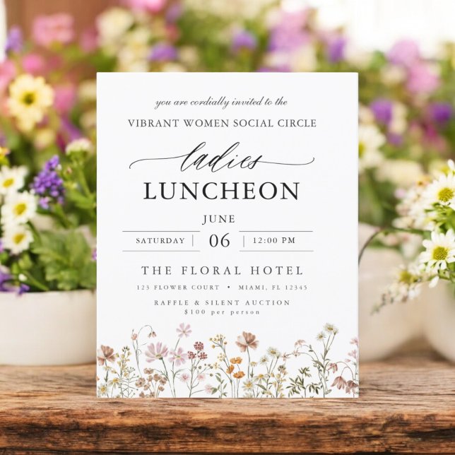 Budget Charity Lunch Wildflower Invitatation Flyer (Creator Uploaded)