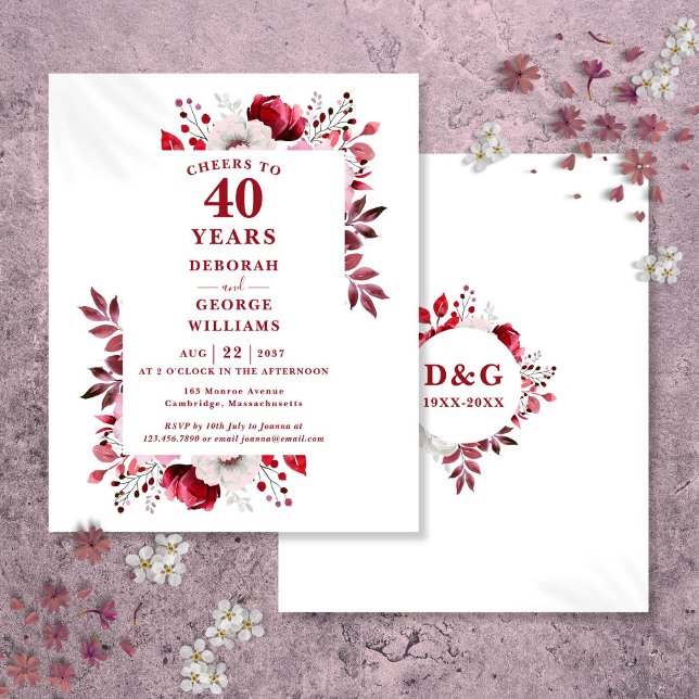 Budget Cheers To 40 Years Anniversary Invitation (Budget Cheers To 40 Years Anniversary Invitation)