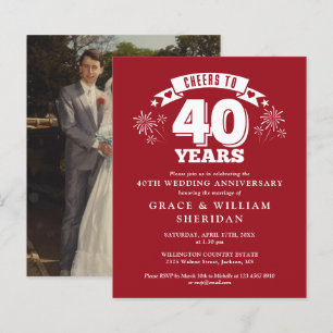 Budget Cheers To 40th Anniversary Photo Invite