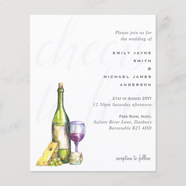 Budget Cheers to Love Wine Cheese Modern Wedding (Front)