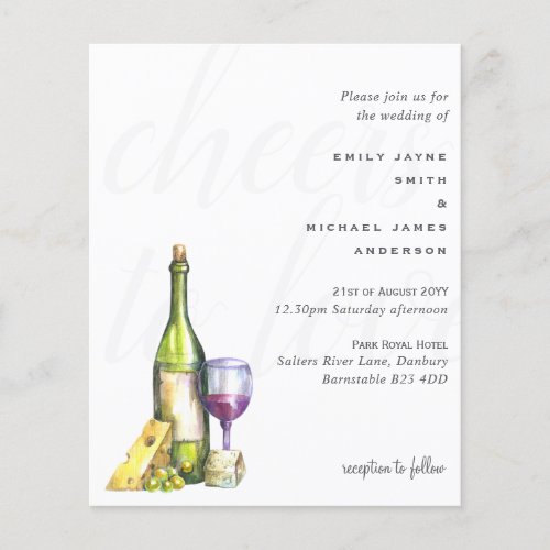 Budget Cheers to Love Wine Cheese Modern Wedding