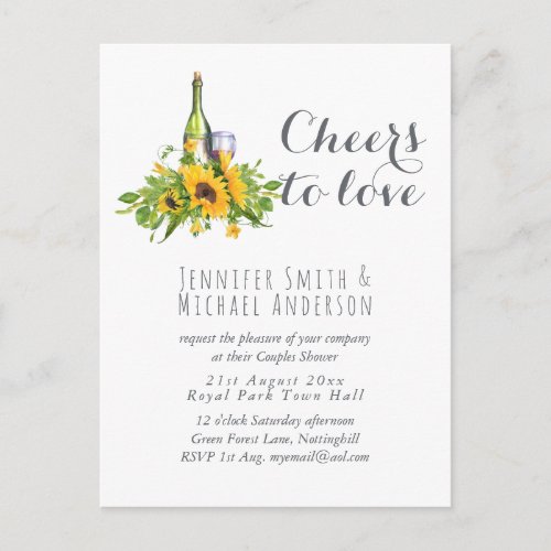 Budget Cheers to Love Wine Tasting Invitation Postcard