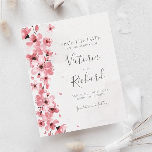 Budget Cherry Blossom Floral Wedding Save The Date