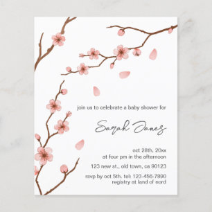 Budget Cherry Blossom Flower Baby Shower Invite