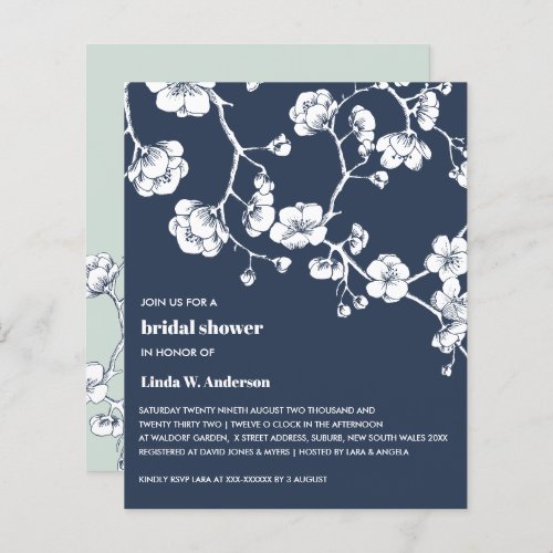 BUDGET Cherry Blossom Navy Sage Bridal Shower