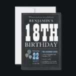 Budget Chic 18th Birthday Chalkboard Blue Balloon Note Card<br><div class="desc">Rustic Vintage Chalkboard White Blue Balloon 18th Birthday Party Invitation</div>
