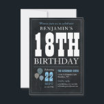 Budget Chic 18th Birthday Chalkboard Blue Balloon Note Card<br><div class="desc">Rustic Vintage Chalkboard White Blue Balloon 18th Birthday Party Invitation</div>