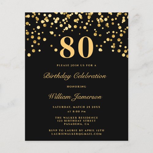 Budget Chic 80th Birthday Invitation