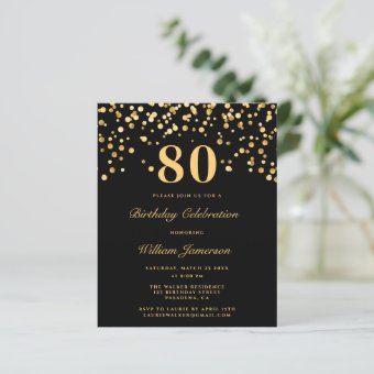 Budget Chic 80th Birthday Invitation | Zazzle