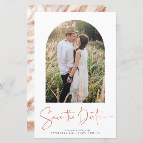 BUDGET Chic Arch Save the Date Rose Gold Marble