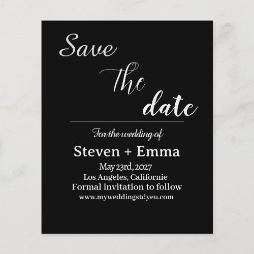 Budget chic black and white Wedding Save the Date  Flyer