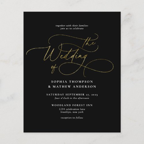 BUDGET Chic Black Gold QR Code All in one Wedding
