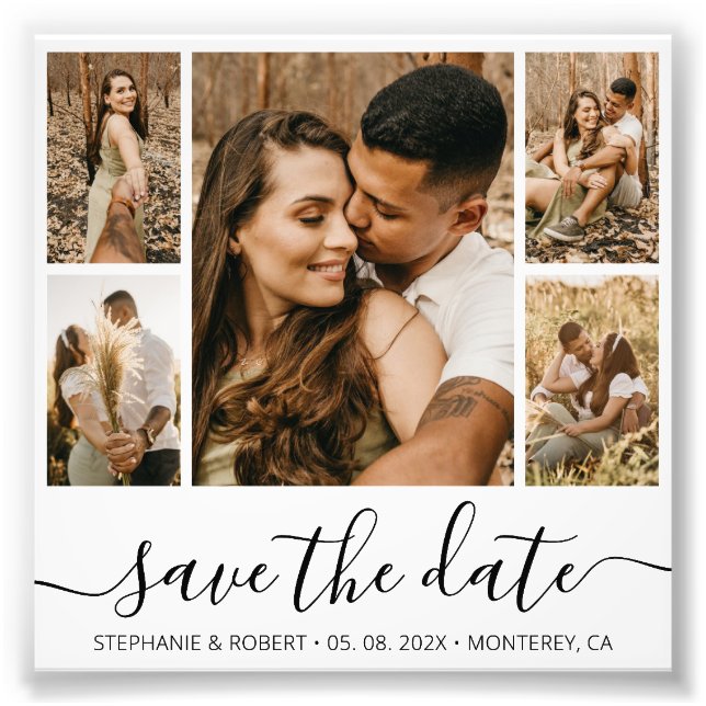 Budget Chic Calligraphy Photo Save The Date (Front)
