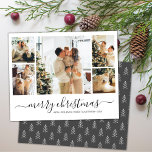 Budget Chic Collage Christmas Holiday Paper Sheet<br><div class="desc">Budget Elegant Calligraphy Simple Black Gray and White 5 Photo Collage Merry Christmas Script Holiday Paper Sheet. This festive, minimalist, five (5) photo holiday card features a pretty photo collage and says „Merry Christmas”! The „Merry Christmas” greeting text is written in a beautiful hand lettered swirly swash-tail font type. On...</div>
