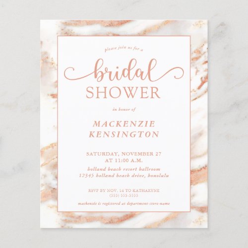 BUDGET Chic Copper Rose Gold Marble Bridal Shower