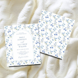 Budget Chic Dusty Blue Wildflowers Wedding Invites Flyer