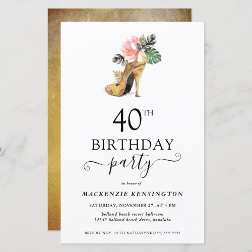 Budget Chic Floral Gold High Heels 40th Birthday