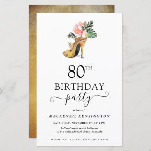 Budget Chic Floral Gold High Heels 80th Birthday