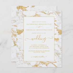 Budget Chic Gold Foil Marble Wedding Invitation