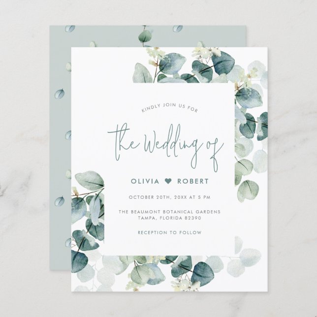Budget Chic Modern Eucalyptus Greenery Wedding (Front/Back)