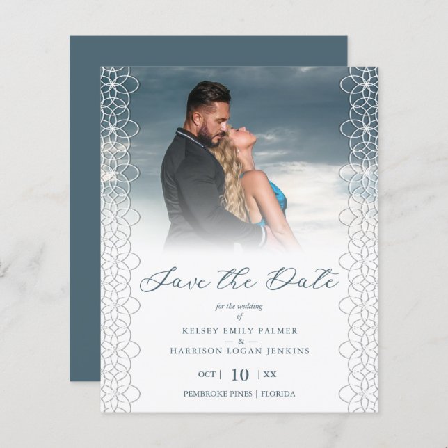 Budget Chic Modern Lace Effect Photo Wedding (Front/Back)