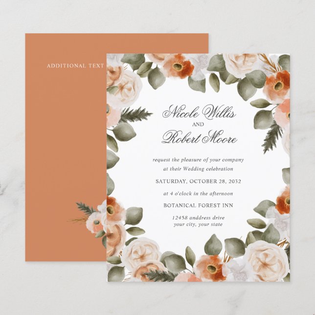 Budget Chic Orange Ivory Sage green floral Wedding (Front/Back)