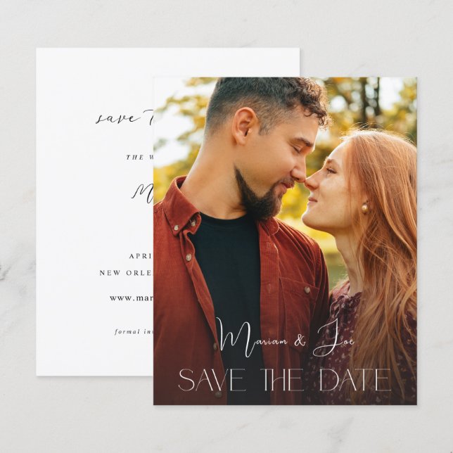 Budget Chic Photo Suprise Verti Save the Date (Front/Back)