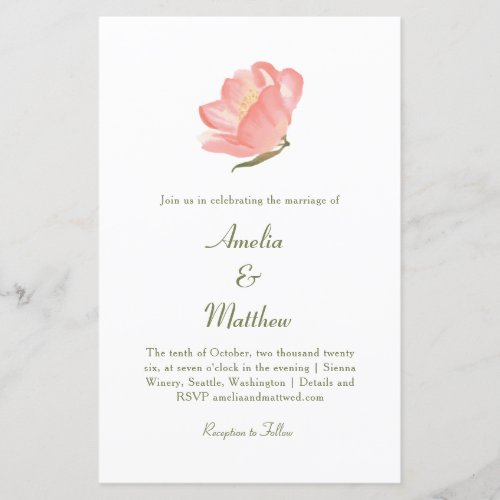 Budget Chic Pink Floral  All_in_One Wedding Invite