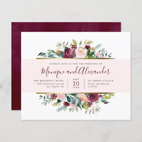 Budget Chic Pink Stripe Watercolor Floral Wedding