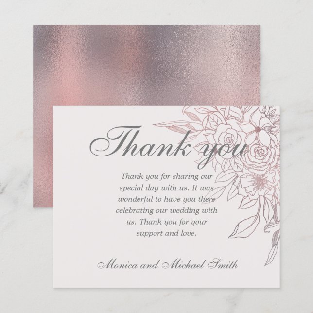 BUDGET Chic Rose Gold Floral  | THANK YOU (Front/Back)