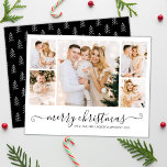 Budget Chic Script 5 Photo Collage Christmas Card<br><div class="desc">Budget Elegant Calligraphy Script Simple Black and White 5 Photo Collage Multi Photo Christmas Paper Flyer. This festive, minimalist, five (5) photo holiday card features a pretty photo collage and says „Merry Christmas”! The „Merry Christmas” greeting text is written in a hand lettered swirly swash-tail font type. On the reverse...</div>