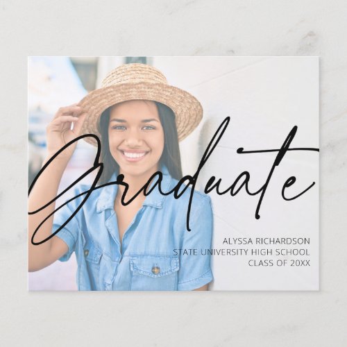 Budget  Chic Script H Photo Graduation Party Black Flyer