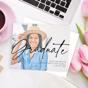 Budget Chic Script H Photo Graduation Party White