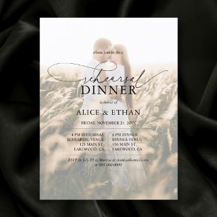 Budget Chic Script Photo Rehearsal Dinner Invitation Postcard