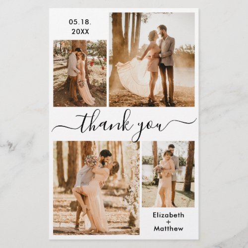 Budget Chic Script Wedding Thank You Collage Flyer