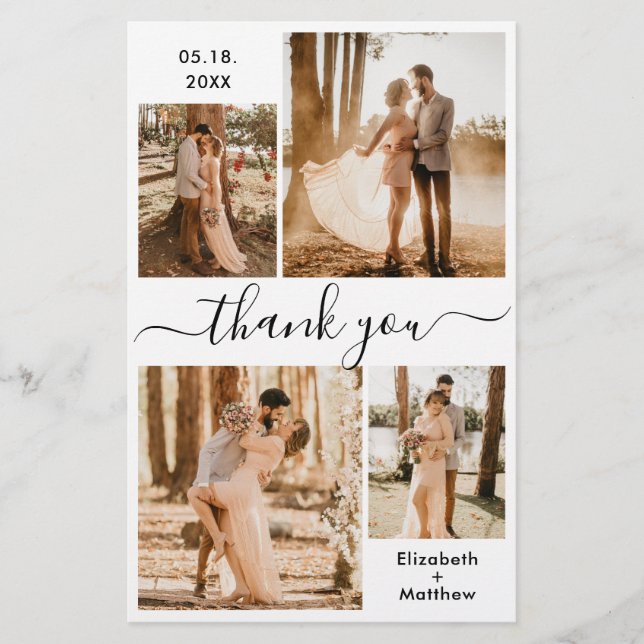 Budget Chic Script Wedding Thank You Collage Flyer (Front)