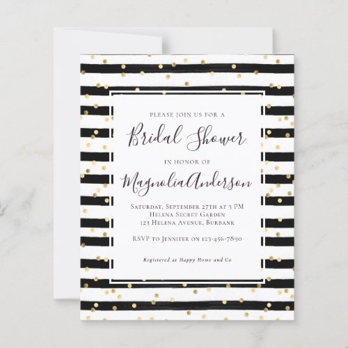 Budget Chic Stripe Gold Bridal Shower Invitation