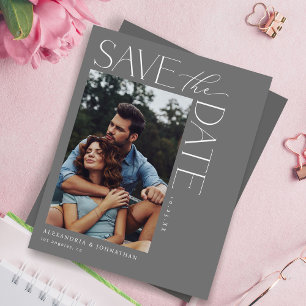 Budget Chic Stylish Mod Photo Save the Date 2 Gray