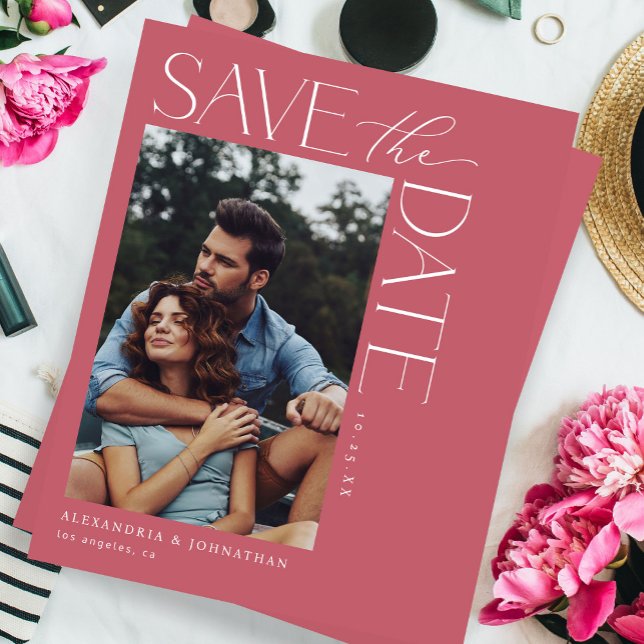 Budget Chic Stylish Mod Photo Save the Date 2 Pink (Creator Uploaded)