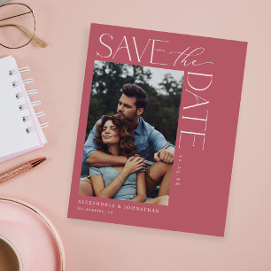 Budget Chic Stylish Mod Photo Save the Date 2 Pink Flyer