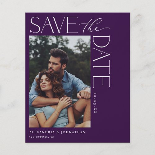 Budget Chic Stylish Mod Photo Save the Date 2 Purp Flyer