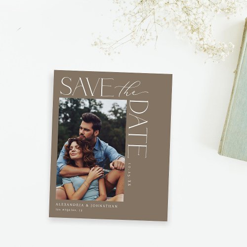 Budget Chic Stylish Mod Photo Save the Date 2 Taup Flyer