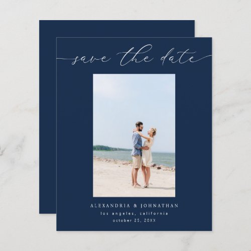 Budget Chic Stylish Mod Photo Save the Date 3 Navy